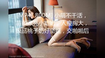 [MP4/ 800M] 小萌不干活，苗条漂亮小姐姐，人瘦胸大，极品桃子奶好坚挺，交啪啪后入